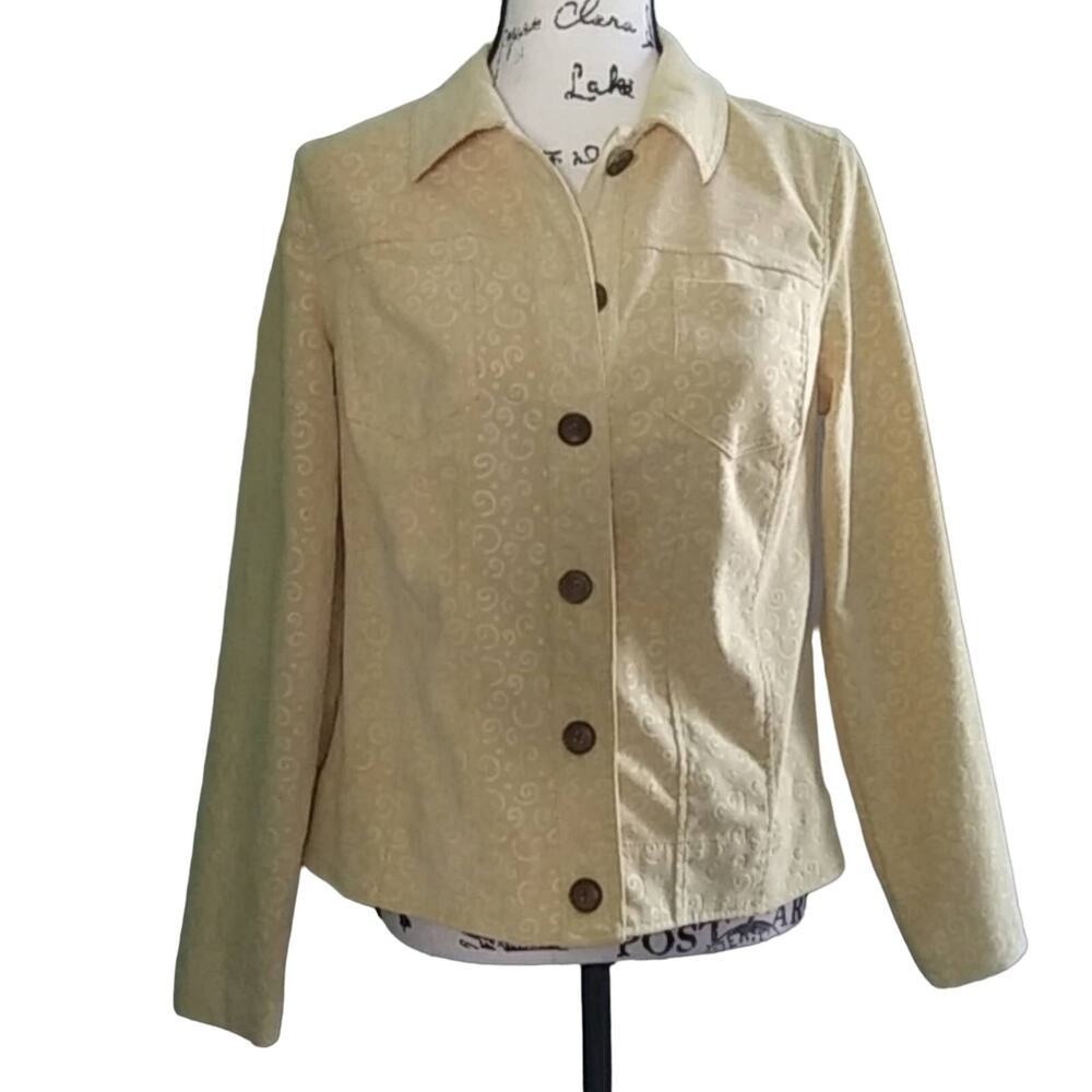 Christopher & Banks Button Front Blazer Jacket Corduroy Stretch Swirl Pattern